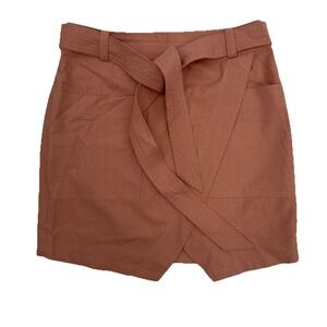 Madewell Portside Faux Wrap Raw Silk Belted‎ Mini Skirt Size 6 F2984 NEW